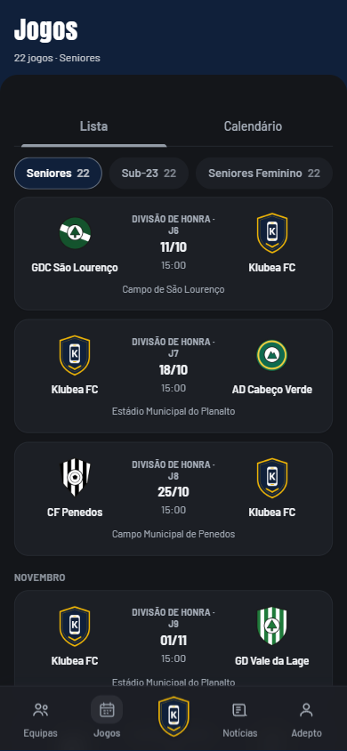 Calendário Klubea FC